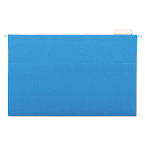 Deluxe Bright Color Hanging File Folders, Legal Size, 1-5-cut Tab, Blue, 25-box