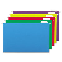 Deluxe Bright Color Hanging File Folders, Legal Size, 1-5-cut Tab, Assorted, 25-box