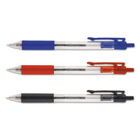 Comfort Grip Retractable Ballpoint Pen, Medium 1mm, Red Ink, Clear Barrel, Dozen