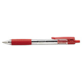 Comfort Grip Retractable Ballpoint Pen, Medium 1mm, Red Ink, Clear Barrel, Dozen