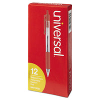 Comfort Grip Retractable Ballpoint Pen, Medium 1mm, Red Ink, Clear Barrel, Dozen
