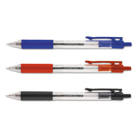 Comfort Grip Retractable Ballpoint Pen, 1mm, Black Ink, Clear Barrel, 48-set