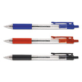 Comfort Grip Retractable Ballpoint Pen, 1mm, Black Ink, Clear Barrel, 48-set