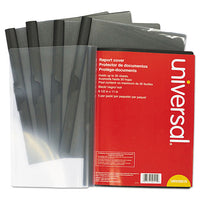 Plastic Report Cover W-clip, Letter, Holds 30 Pages, Clear-black, 5-pk