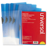 Plastic Report Cover W-clip, Letter, Holds 30 Pages, Clear-blue, 5-pk