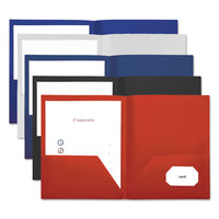 Two-pocket Plastic Folders, 11 X 8 1-2, Navy Blue, 10-pack