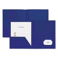 Two-pocket Plastic Folders, 11 X 8 1-2, Navy Blue, 10-pack