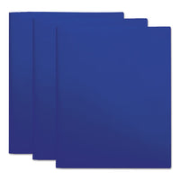 Two-pocket Plastic Folders, 11 X 8 1-2, Navy Blue, 10-pack