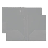 Plastic Twin-pocket Report Covers With 3 Fasteners, 100 Sheets, White, 10-pk