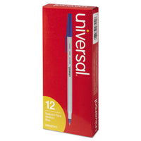 Stick Ballpoint Pen, Medium 1mm, Blue Ink, Gray Barrel, Dozen