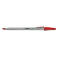 Stick Ballpoint Pen, Medium 1mm, Red Ink, Gray Barrel, Dozen