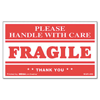 Printed Message Self-adhesive Shipping Labels, Fragile Handle With Care, 3 X 5, Red-clear, 500-roll