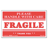 Printed Message Self-adhesive Shipping Labels, Fragile Handle With Care, 3 X 5, Red-clear, 500-roll