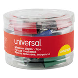 Binder Clips In Dispenser Tub, Medium, Assorted Colors, 24-pack