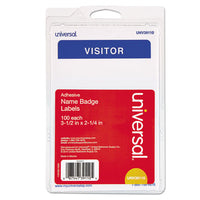 "visitor" Self-adhesive Name Badges, 3 1-2 X 2 1-4, White-blue, 100-pack