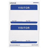 "visitor" Self-adhesive Name Badges, 3 1-2 X 2 1-4, White-blue, 100-pack