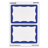 Border-style Self-adhesive Name Badges, 3 1-2 X 2 1-4, White-blue, 100-pack