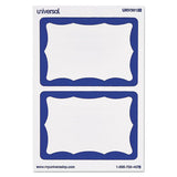 Border-style Self-adhesive Name Badges, 3 1-2 X 2 1-4, White-blue, 100-pack