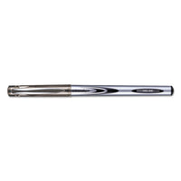 Stick Gel Pen, Medium 0.7mm, Black Ink, Silver-black Barrel, Dozen