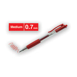Comfort Grip Retractable Gel Pen, 0.7mm, Red Ink, Translucent Red Barrel, Dozen