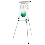 3-leg Telescoping Easel With Pad Retainer, Adjusts 34" To 64", Aluminum, Silver