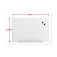 Frameless Magnetic Glass Marker Board, 36" X 24", White