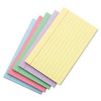 Index Cards, 5 X 8, Blue-salmon-green-cherry-canary, 100-pack