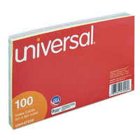 Index Cards, 5 X 8, Blue-salmon-green-cherry-canary, 100-pack