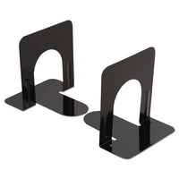 Economy Bookends, Nonskid, 4 3-4 X 5 1-4 X 5, Heavy Gauge Steel, Black