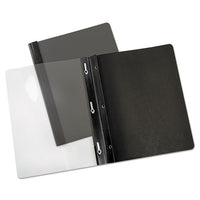 Paper Report Cover, Tang Clip, Letter, 1-2" Capacity, Clear-black, 25-box