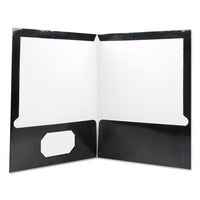 Laminated Two-pocket Folder, Cardboard Paper, Black, 11 X 8 1-2, 25-pack