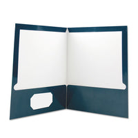 Laminated Two-pocket Folder, Cardboard Paper, Navy, 11 X 8 1-2, 25-pack