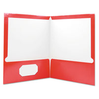 Laminated Two-pocket Folder, Cardboard Paper, Red, 11 X 8 1-2, 25-pack