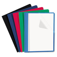 Clear Front Report Cover, Tang Fasteners, Letter Size, Red, 25-box