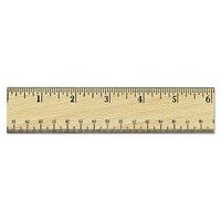 Flat Wood Ruler W-double Metal Edge, 12", Clear Lacquer Finish