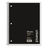 Wirebound Notebook, 1 Subject, Medium-college Rule, Black Cover, 11 X 8.5, 100 Sheets