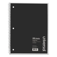 Wirebound Notebook, 1 Subject, Medium-college Rule, Black Cover, 10.5 X 8, 70 Sheets
