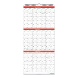 Three-month Wall Calendar, White-black-red, 12 X 27, 2021
