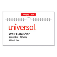 Three-month Wall Calendar, White-black-red, 12 X 27, 2021