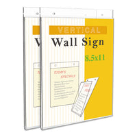 Wall Mount Sign Holder, 8 1-2" X 11", Vertical, Clear