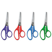 Kids' Scissors, Rounded Tip, 5" Long, 1.75" Cut Length, Assorted Straight Handles, 2-pack