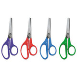 Kids' Scissors, Rounded Tip, 5" Long, 1.75" Cut Length, Assorted Straight Handles, 2-pack