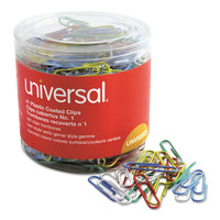 Plastic-coated Paper Clips, Small (no. 1), Assorted Colors, 500-pack