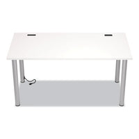 Essentials Writing Table-desk With Integrated Power Management, 59.7" X 29.3" X 28.8", White-aluminum