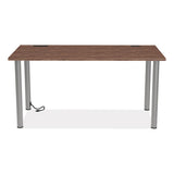 Essentials Writing Table-desk With Integrated Power Management, 59.7" X 29.3" X 28.8", Espresso-aluminum