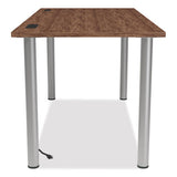Essentials Writing Table-desk With Integrated Power Management, 59.7" X 29.3" X 28.8", Espresso-aluminum
