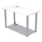Essentials Writing Table-desk With Integrated Power Management, 47.5" X 23.7" X 28.8", White-aluminum