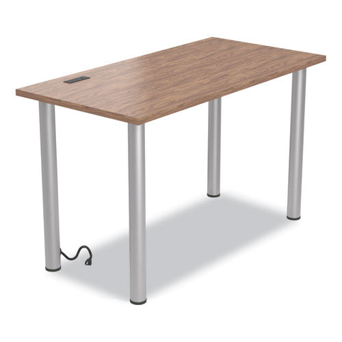 Essentials Writing Table-desk With Integrated Power Management, 47.5" X 23.7" X 28.8", Espresso-aluminum