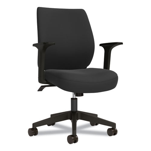 Essentials Fabric Task Chair With Arms, Supports Up To 275 Lb, Black Seat-back, Black Base