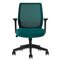 Essentials Mesh Back Fabric Task Chair With Arms, Supports Up To 275 Lb, Teal Fabric Seat-mesh Back, Black Base